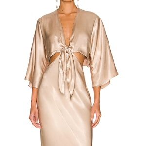 Shona Joy La Lune Tie Front Bias Midi Dress from REVOLVE